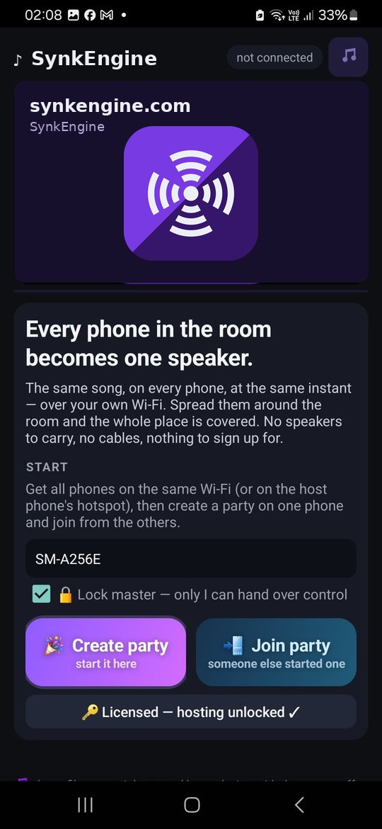 Create or join a party